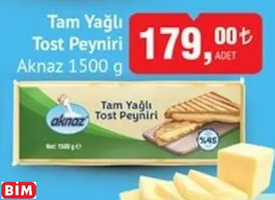 AKNAZ TAM YAĞLI TOST PEYNİRİ AKNAZ TAM YAĞLI TOST PEYNİRİ